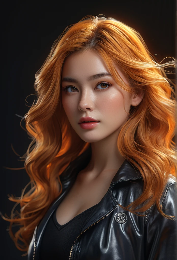 A full body image of A girl made of contour of light, density of contour, fiery orange blonde hair_Messy and thick waves, Trend, Maximal, Random outfit, contour of light, jewel_particle, light_contour, light, light particle, (Best quality,4K,8k,High resolution,masterpiece:1.2),Very detailed,(Realistic,photoRealistic,photo-Realistic:1.37),HDR, Ultra high definition, studio lighting,Ultra-precision painting,sharp focus,Physically Based Rendering,Very detailed 설명, professional, Vivid colors, bokeh, concept art