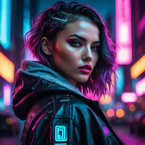 a beautiful cyberpunk girl in detailed streetwear, dramatic cinematic lighting, sharp focus, volumetric lighting, studio quality...