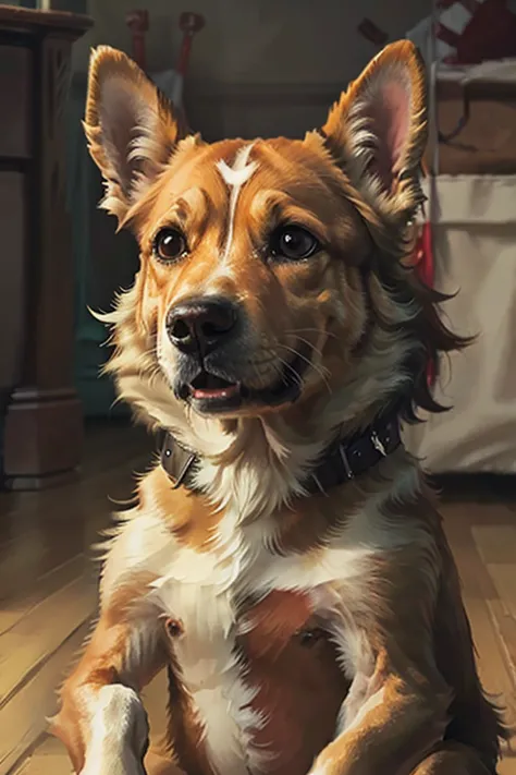 create a portrait of a dog in a bold impressionist painted style