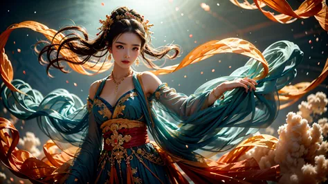 1girl,dunhuang,
masterpiece,best quality,32k uhd,hdr,dtm,cinematic lighting effects,wide shot,wide-angle lens,super vista,super ...