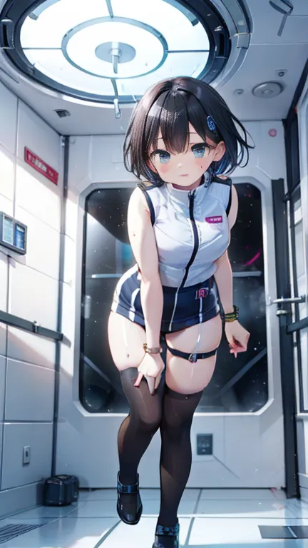 (best quality), (masterpiece), 1080p, high resolution, 4k, 8k, inside the space station、futuristic room、thigh straps, shooting f...