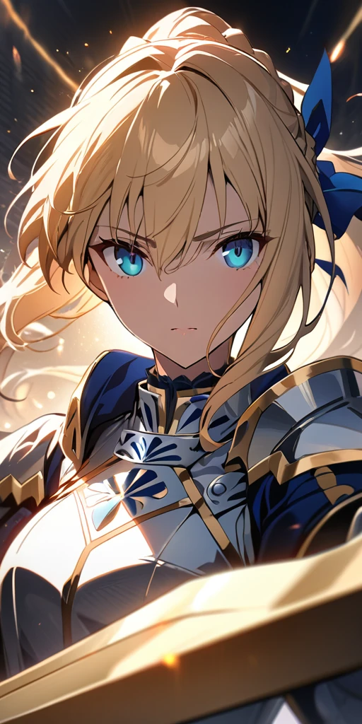 (masterpiece:1.2), (highest quality:1.2), Perfect Eyes, Perfect Face, Perfect lighting,1girl，to know, holding sword artoria pendragon \(fate\), fate \(series\) perspective beautiful, aesthetic, detailed, beautiful color amazing quality, best quality, high quality,Arena