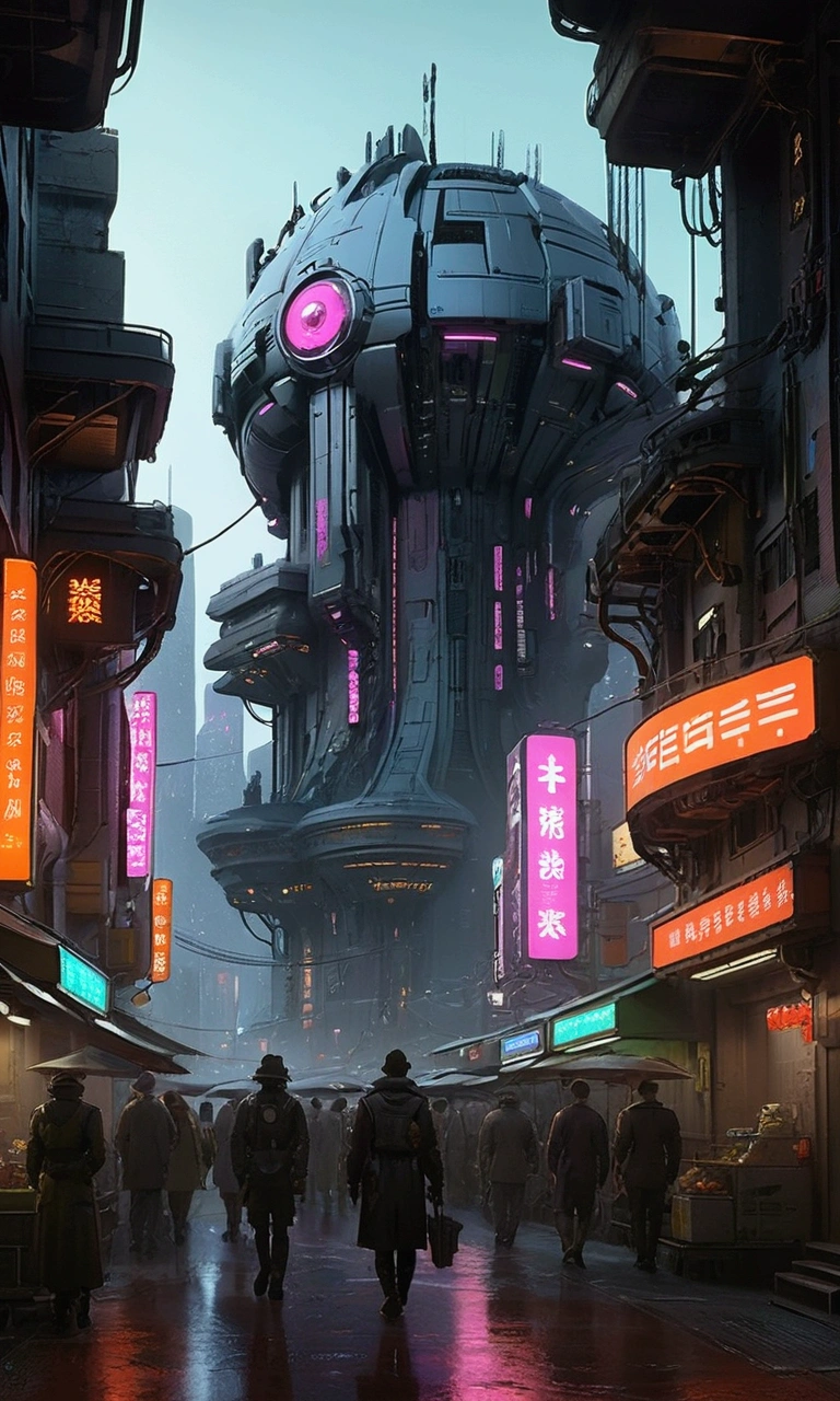 masterpiece, best quality, ultra-detailed, high resolution,High quality, high definition images, full HD, 8k,(Cyberpunk:1.3), Future City、mechanical life form