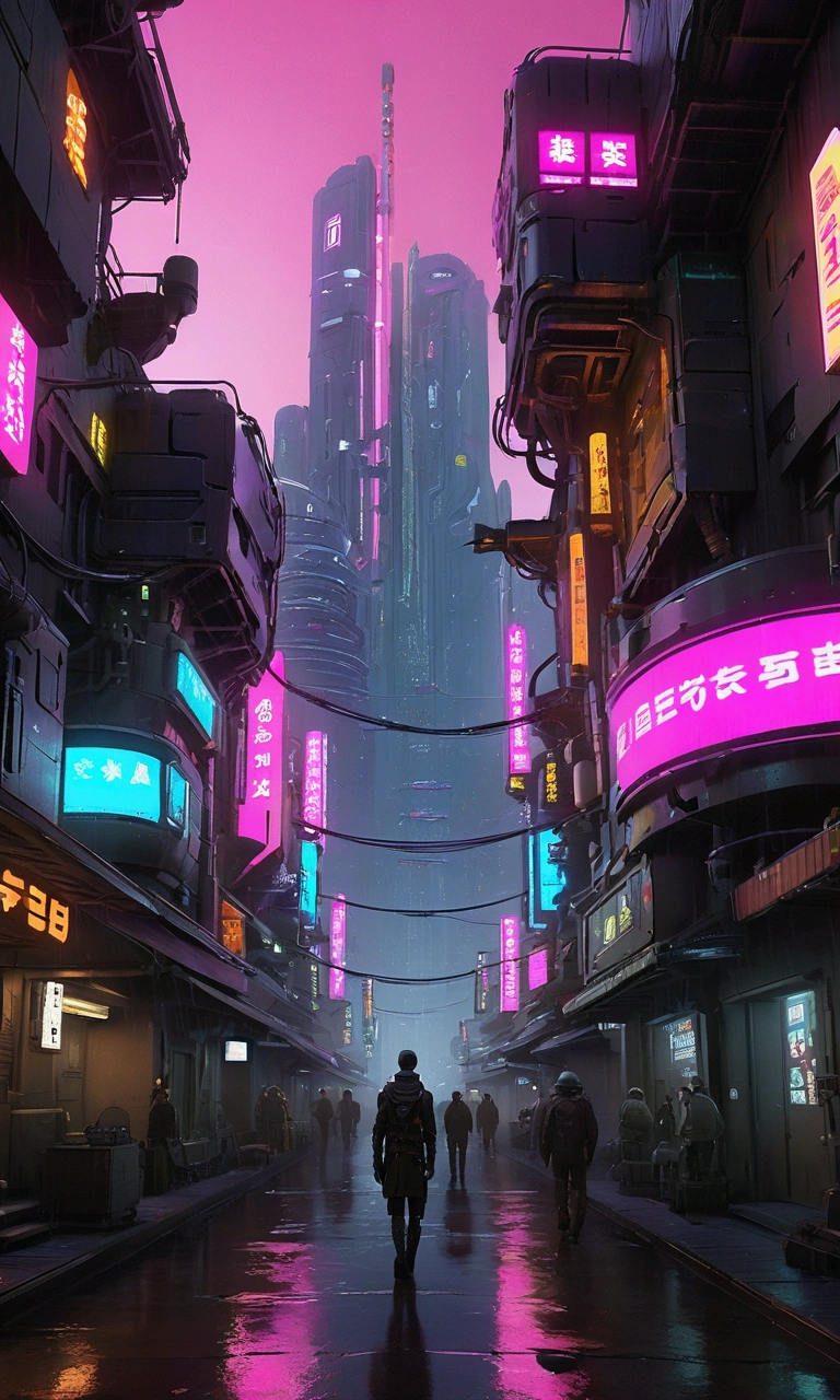 masterpiece, best quality, ultra-detailed, high resolution,High quality, high definition images, full HD, 8k,(Cyberpunk:1.3), Future City、Mechanical life forms