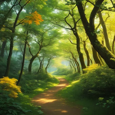 forest path, calm, wind, leaves, interlocking, dream, space, size, sensation,