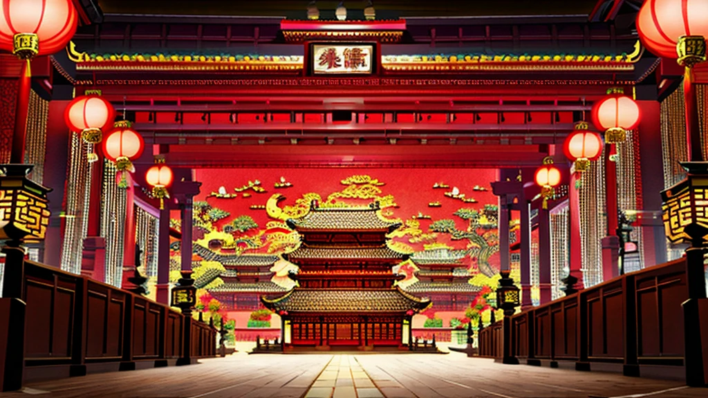 Paper-cut art,architecture,masterpiece,high quality,Super detailed,Super exquisite,8k,Chinese dragon concept art,Lunar New Year&#39;s eve,Traditional Chinese cultural elements,global illumination,Stunning art style，Happy new year，The picture is festive，global illumination，Beautiful digital artwork