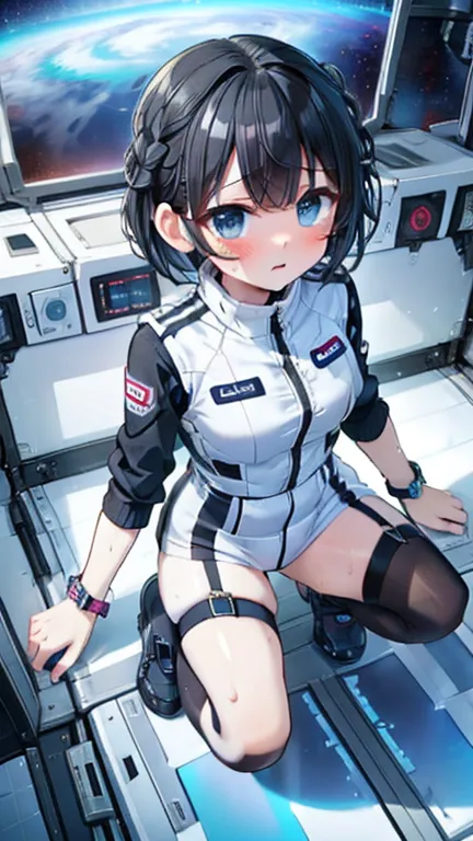 (best quality), (masterpiece), 1080p, high resolution, 4k, 8k, inside the space station、futuristic room、thigh straps, shooting f...