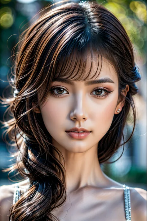 Realistic (photorealistic Realism 16K Quality), (high resolution), ((intricately detailed digital art)), (ultra realistic texture details: velvety skin, hair), ((ultra quality)), professional photography, (glamour shot of Japanese woman:1.3), (absurd quality,16k,masterpiece:1.2), ultra details,UHD, Thin eyebrows, Carefully draw eyelashes, Eyelash extensions, Gal Makeup, realistic dull skin noise, visible skin detail, skin fuzz, dry skin, (blush:0.5), (Goosebumps:0.3), Voluminous updo, (vivid and colorfu)l, The attention to detail, satisfaction smile, best high quality soft lighting, sharp focus captured by Fujifilm XT3, f 5.6, in a dramatic lighting, (perfect composition), (outside,an park full flowers),(random u%u top:1.35), exquisite balance of shadows,perfect composition, look at the viewer, 