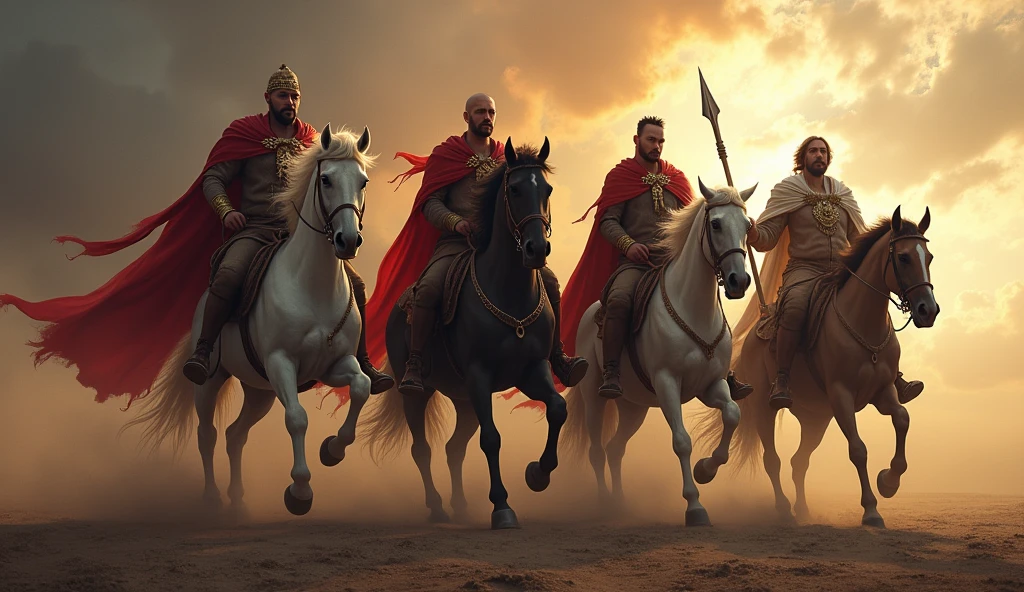 The Four Horsemen White Horse: Symbolizes conquest, the rider aiming to conquer.
Red Horse: War and bloodshed follow this rider.
Black Horse: Famine grips the world in this horseman’s wake.
Pale Horse: Death, the final horseman, brings ultimate judgment. book of revelation biblical end time 