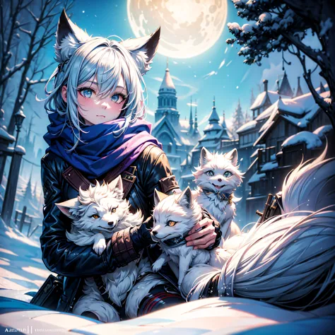 style-nebmagic, portrait of ismail inceoglu, gazelle, james jean, anton fadeev and yoshitaka amano, cute fluffy arctic fox weari...