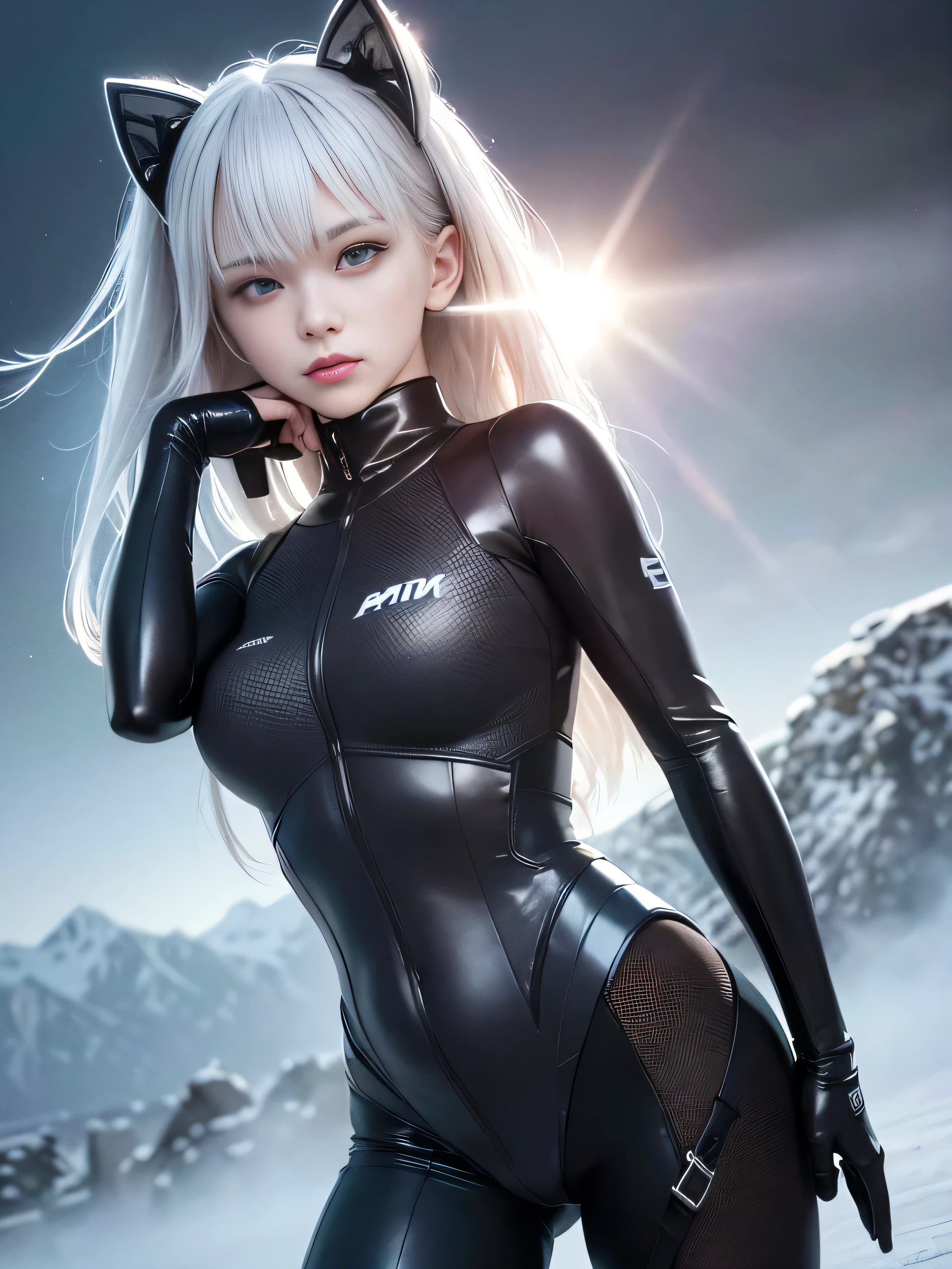 Model shooting style, (Extremely detailed CG Unity 8K wallpaper),cyberpunk characters [Foggy Snow Mountain Landscape，Snow Mountain] Immerse yourself in the beautiful aurora，Living in the clouds of the starry sky，Behind the clouds，（Double contact：1.3），
(Ethereal face of the girl blends into the aurora，Snow Mountain superimposes multiple elements and integrates the picture，
photography：Brandon Woelfelmist，surreal dreamscape，Gray vibe，Rainy Day，That&#39;s it，Right of use，HDR，Surrealist art fantasy style，Epic digital fantasy art style，Beautiful sci-fi art, Sci-fi digital art illustration,Sci-fi digital painting, futuristic digital painting, futuristic concept art, Sci-fi Snow Mountain landscape front, Sci-fi digital art, Dreamy transparent ethereal girl portrait
dramatic sky, dramatic lighting, sunset, lens flare, side lit, action pose. seductive expression.  future army officer. future soldier