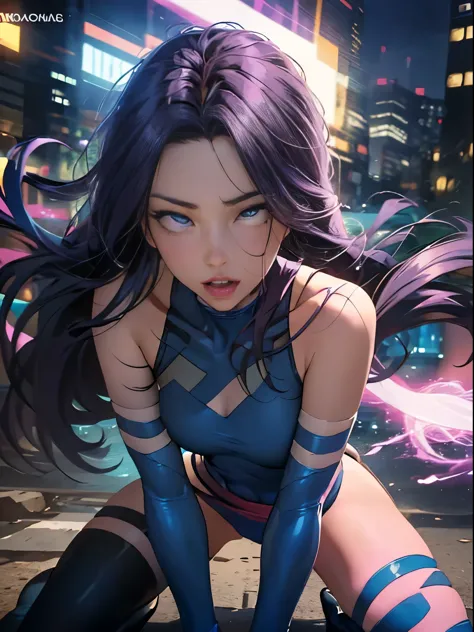 ((superheroine psylocke )) , ((she has long hair)), (she is wearing her uniform), (masterpiece, best quality) 1girl, alone, (sex...