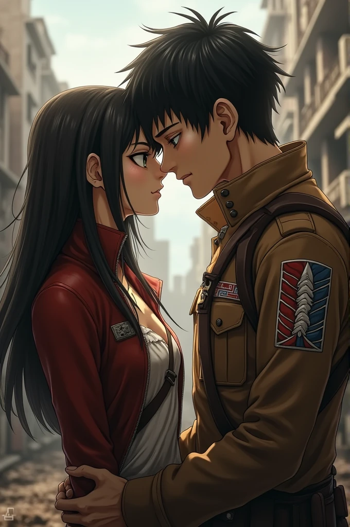 Pieck and levi kissing on attack on titan