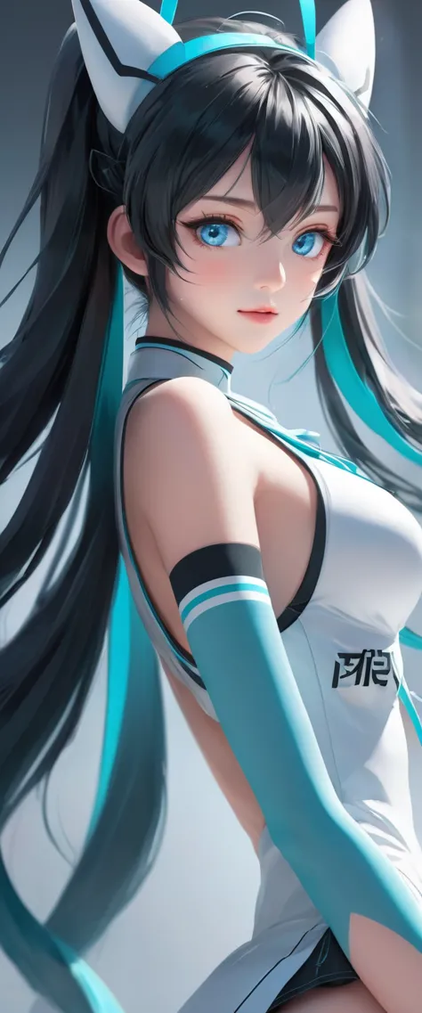 (hatsune miku)、light blue twintails、(masterpiece,best quality,ultra-high resolution),(((a very beautiful 30 year old woman))),(b...