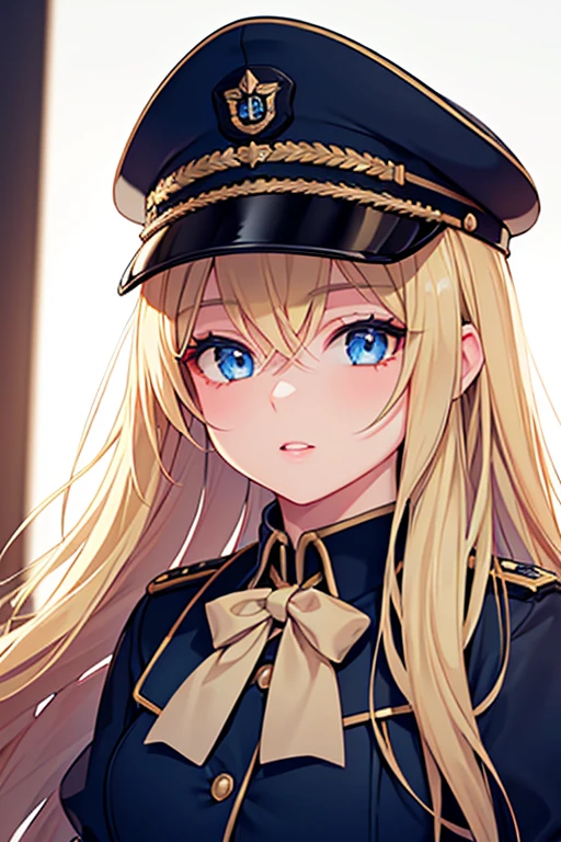 1girl, cute, military lolita, military cap, lolita clothes, long blonde hair, blue eyes, full body, detailed face, highly detailed, extremely detailed eyes and face, long eyelashes, beautiful detailed lips, intricate details, detailed skin texture, high quality, 8k, ultra-detailed, photorealistic, professional, studio lighting, vivid colors, cinematic lighting, dramatic lighting, colorful, whimsical,