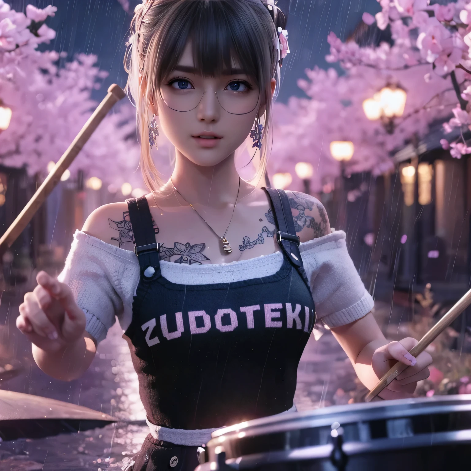 Playing drum, Marie rose, 12yo, adorable girl, child face, Marie rose, Blonde hair, Double buns, (((Oversized Knit dress))), Selfie, standing, perfect body, Looking at viewer, Garden, (high saturation:1.0),  (extremely detailed skin), (best quality:1.0), (ultra highres:1.0) ,(photo realistic:1.0), (ultra detailed:1.0), (8k, RAW photo:1.1),(see-through:1), (smile, looking at viewer:1), ((Natural huge tits)), Blonde hair, Double buns, Masterpiece, 