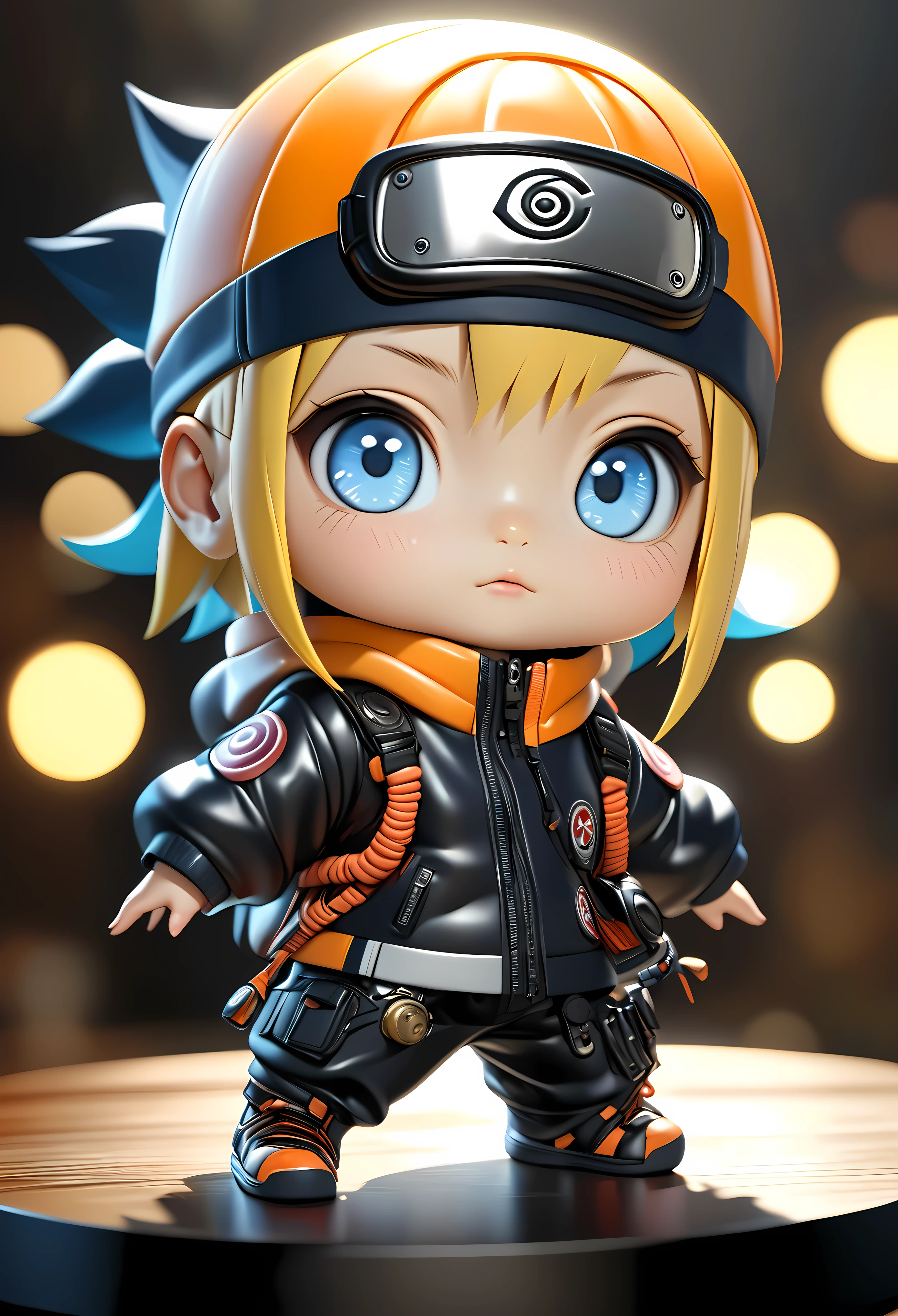 Naruto/Naruto/Naruto, Highly detailed 4D clay model , alone, Cute Chibi Style, Polycarbonate, Realistic 3d form, Best Quality, 4K, 8k, High resolution, masterpiece, Very detailed, Realistic, photoRealistic, photo-Realistic, High resolution, 超High resolution, Studio Lighting, Ultra-fine painting, Sharp focus, Physically Based Rendering, Very detailed explanation, professional, Faithful color usage, bokeh, Portraiture, ultra-realism, 