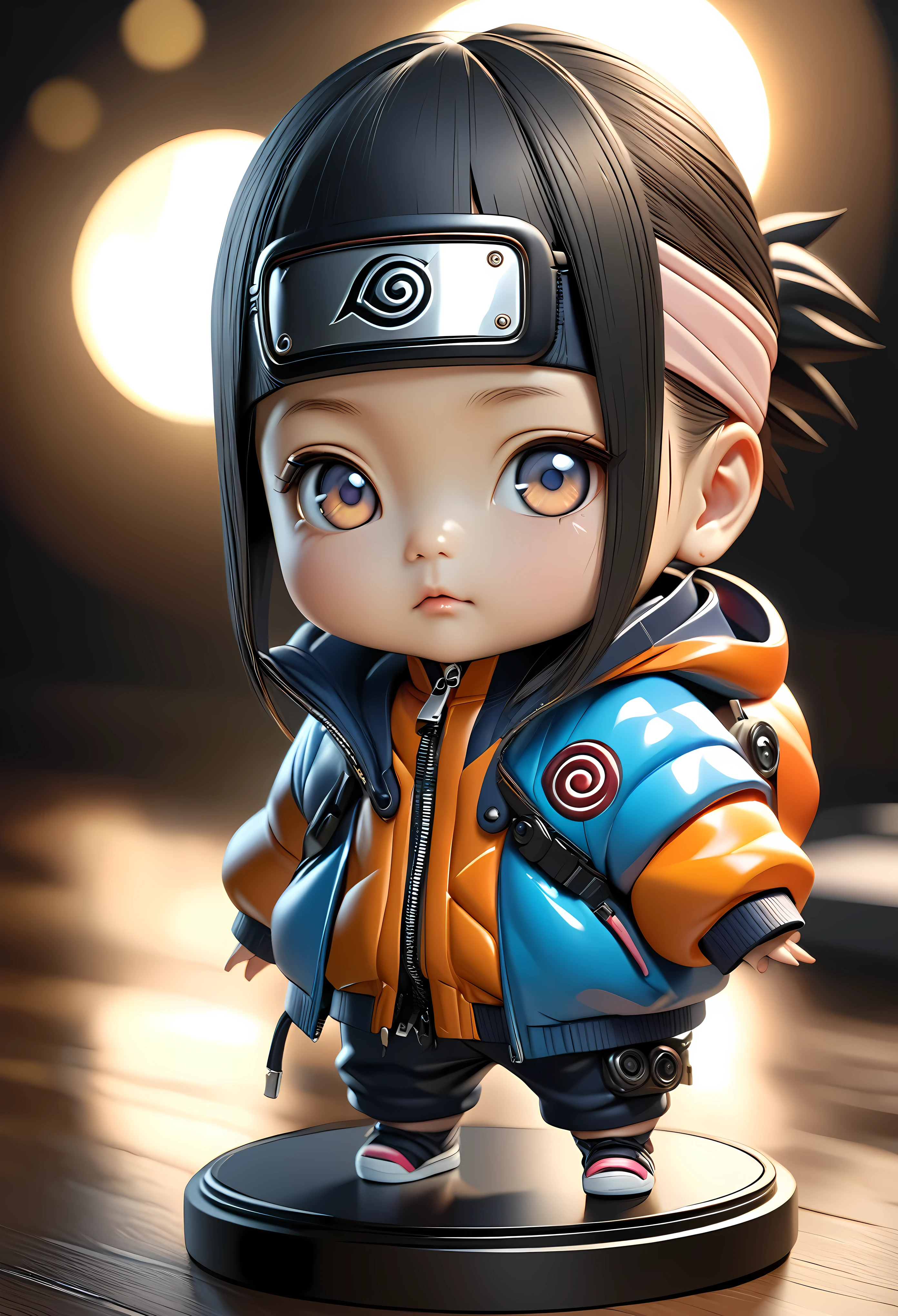 Naruto/Naruto/Naruto, Highly detailed 4D clay model , alone, Cute Chibi Style, Polycarbonate, Realistic 3d form, Best Quality, 4K, 8k, High resolution, masterpiece, Very detailed, Realistic, photoRealistic, photo-Realistic, High resolution, 超High resolution, Studio Lighting, Ultra-fine painting, Sharp focus, Physically Based Rendering, Very detailed explanation, professional, Faithful color usage, bokeh, Portraiture, ultra-realism, 