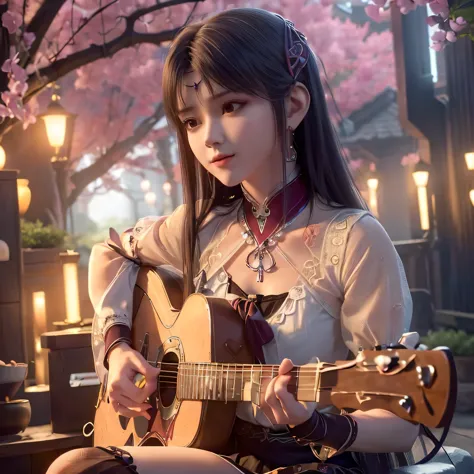 playing electric guitar(extremely detailed cg unity 8k wallpaper), (((masterpiece)), ((best quality)), ((extremely delicate and ...