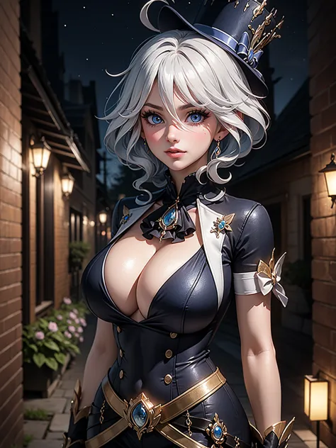 cleavage,masterpiece, high quality, 8k,detailed body, ultra detailed, detailed face, standing, blush, bright eye, outdoors, (det...