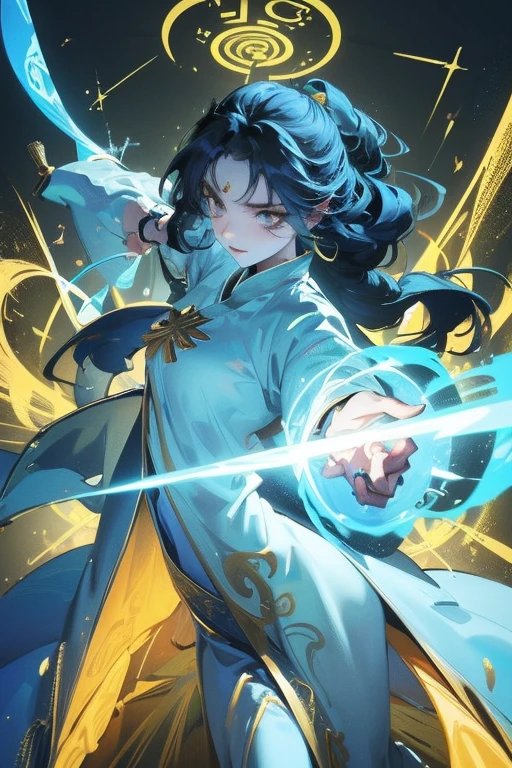 1080×2400 pixels,8k
Beauty korean female (big clear jade color eye, golden ratio face , young girl crush vibe,full posture visible) priest wear mystic yellow detailed cloak mix inner  gold robe,lhave the power erase memory with light flow from around the body is attacking the enemy, the priest's hand emits eternal lotus lightning. background is sharp arrow mandara attacking the air surronding in full circle. Stardust come from all the arrow.