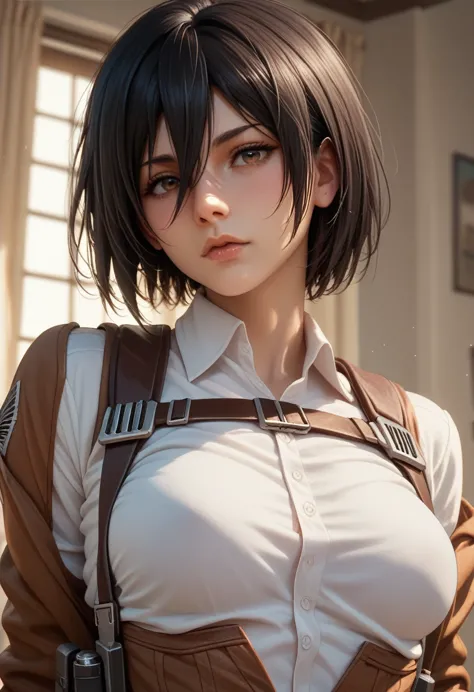 Mikasa Ackerman&#39;s character in Attack on Titan has shiny snow hair.