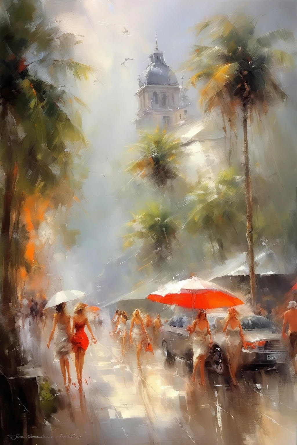 Willem Henraets Style - Busy Week. Tropical heat combined with heavy thunderstorms kobieta w czerwonej sukience 