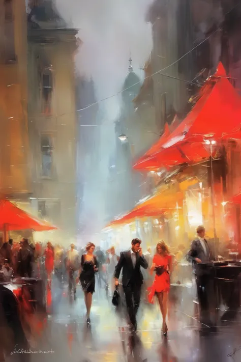 willem henraets style - busy week dziewczyna w czerwonej sukience , neon street