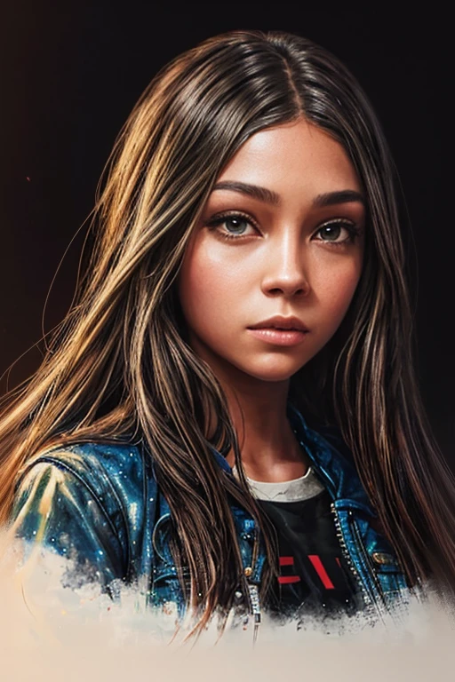 a painting of a woman with long hair and a jacket, madison beer girl portrait, realistic cute girl painting, realistic digital drawing, realistic art style, detailed beautiful portrait, realistic digital painting, realistic digital illustration, detailed color portrait, beautiful drawing style, realistic digital art, stunning digital painting, photorealistic art style, gorgeous digital painting, great digital art with details