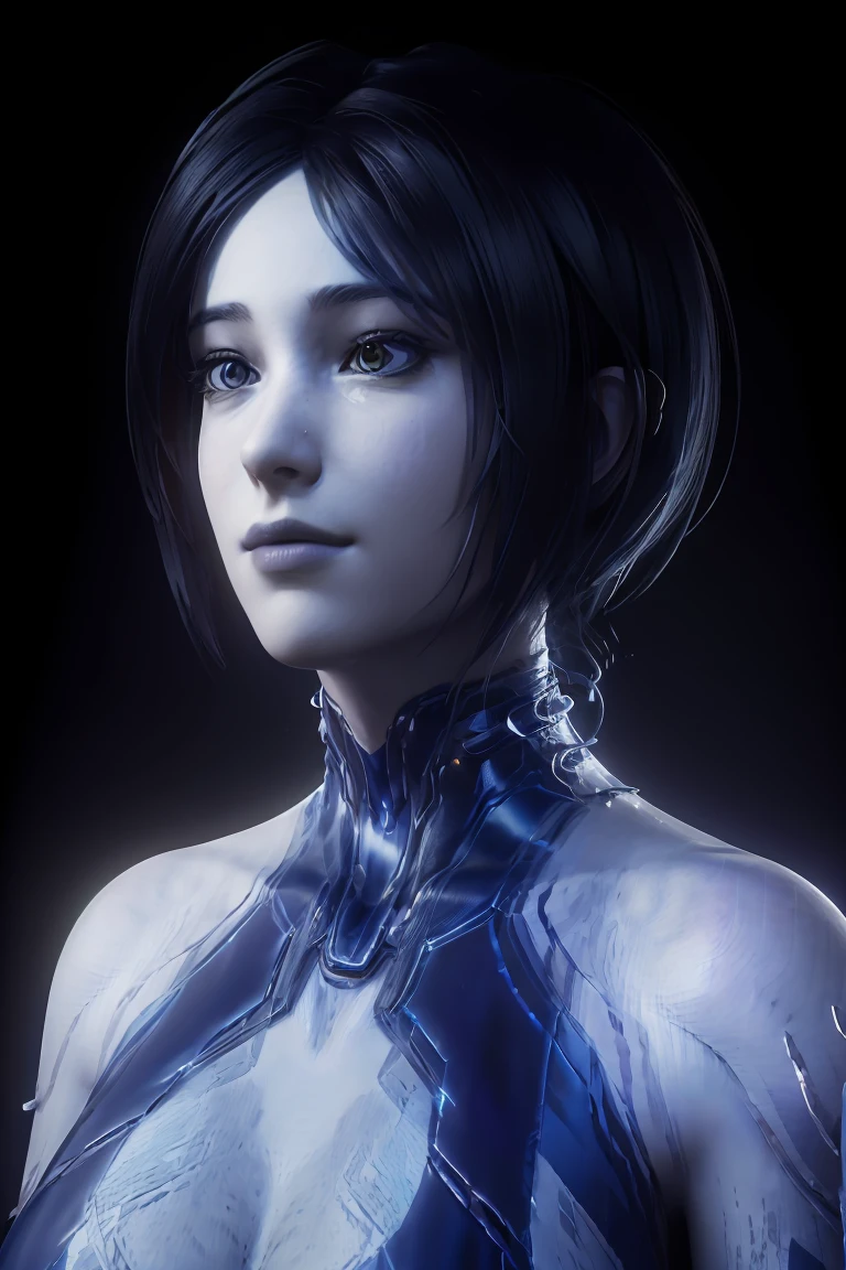 portrait, close-up, upper body. Smiling Cortana. (masterpiece, top quality, Best quality, official art, beautiful and aesthetically pleasing:1.2), extremely detailed,(fractal art:1.2),Colorful,The most detailed, (dynamic pose), (abstract background:1.5), (Very worldly:1.4). ((SPLIT. Skin texture, Shiny skin. elegance. photorealism. unreal engine. 3D model. Ultra high quality textures. high detail. permission 8k))