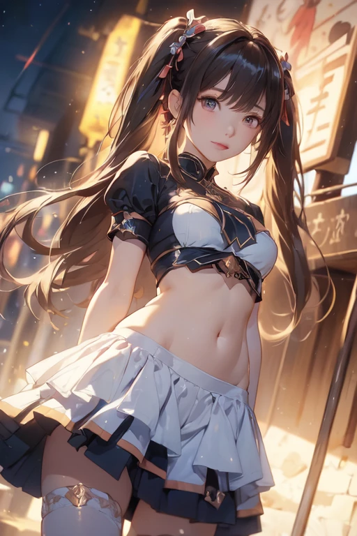 ((Best Quality)), ((masterpiece)), (detailed),Night Scenery,nsfw1.9、Front view of the whole body,(Large Breasts) ,Perfect Face,pretty girl、Long and supple hair、Twin tails,Black beautiful hair、Dynamic pose 1.7,Japanese idol girls,whole bodyに汗を掻く,smile,Embarrassed face,Thin legs,whole body(Draw the top of the knee),(((Girl standing facing forward,View from below,Emphasis on the crotch,))),Lift your legs,(((Short-sleeved sailor suit,Very short mini skirt,Flip up your skirt,Micro Bikini,Small string panties,I want to show you my white panties,Thigh-high socks 1.4,Absolute territory))),