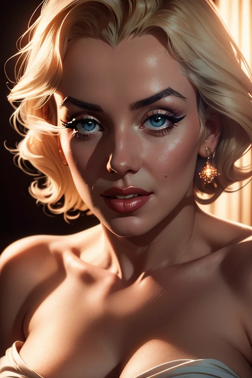 a beautiful woman, Marilyn Monroe, white dress, sensual, detailed face, detailed eyes, long eyelashes, beautiful lips, cinematic lighting, dramatic pose, photorealistic, high quality, 8k, hyperrealistic, intricate details, warm colors, chiaroscuro lighting, dramatic shadows, ethereal, dreamlike