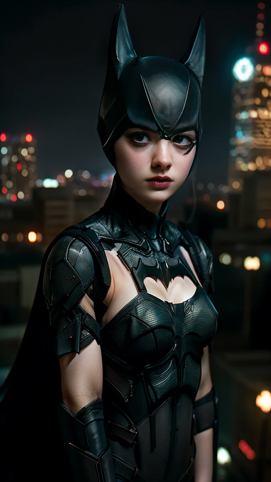 ((masterpiece, highest quality, High resolution, Realistic, to be born, 16k wallpaper)), (Huge and stunning goddess shot,Look forward, Very hot and sexy, Amazing beauty, Perfect balance, Beautiful body, Slim body beauty: 1.4), Batman standing on a rooftop overlooking the city skyline at night, Gotham city background, nighttime in Gotham city, Gotham city, From the movie Batman, Gotham city double exposure, Gotham city style, Batman film still, metropolis filmic Gotham city, Cyberpunk Batman, Batman movie stills, Batman movie still cinematic, Gotham setting, batman, Gotham