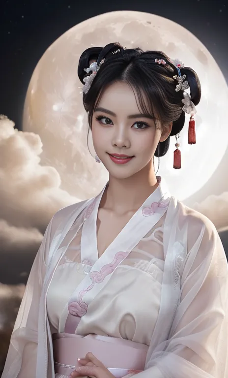 {1girl, gorgeous & youthful lady in traditional chinese dress, hanfu, short black hair, beautiful round eyes, sensual lips, beau...