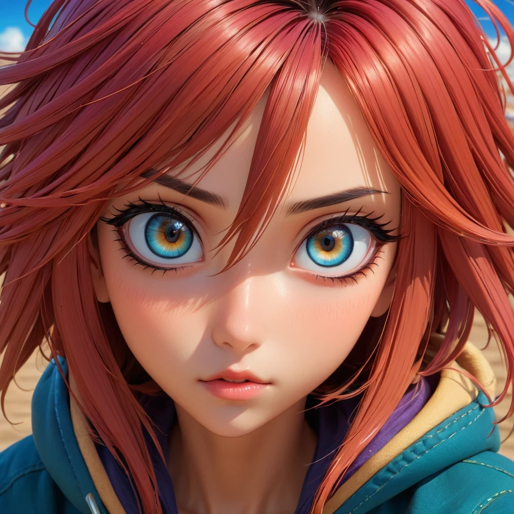 snthwve style, nvinkpunk Closeup face portrait of (((sks person))), smooth soft skin, big dreamy eyes, beautiful intricate colored hair, symmetrical, anime wide eyes, soft lighting, detailed face, by makoto shinkai, stanley artgerm lau, wlop, rossdraws, concept art, digital painting, looking into camera