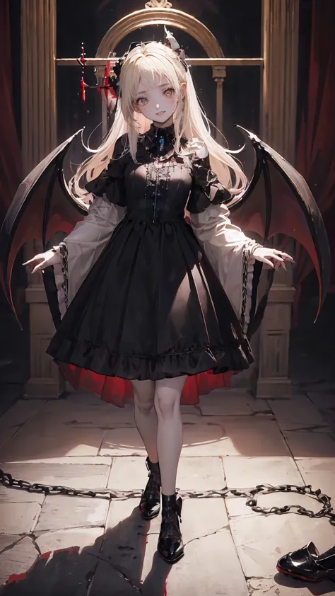 (Best Quality4K,High resolution,masterpiece:1.2),Very detailed,Realistic:1.37,,(whole body, I can see your feet and shoes: 1.2),、(,Spooky altar background,Dark fantasy,Red color scheme,Ominous atmosphere,Eye-catching,Storytelling,anatomy,Anime Style,Concept Art,beautiful細部までこだわった顔と (((Red eyes ))),A terrifying ritual ,Smoking a cigarette,Cigarette smoke,Satanic Ritual,Premature death,Inappropriate behavior,クレイジーなsmile,Scythe Face,Girl Monster, beautiful, Delicate facial features, Sharp Eye, Sharp Fangs, pale Skin, Thick Chain, Dark Background Cinema Lighting, Dramatic Shadows, Gothic style, Gloomy atmosphere, Dark fantasy, One person&#39;S, Please open your mouth wide, Open your mouth and baring your teeth,Sharp teeth like a beast, Wide lips, Very wide mouth, Red cheeks, ,(Blood splatter:1.2),Scary smile, smile,Angel Design, TwiSted smile、Bloody、Head bleeding,,,,,、Blood splatter、,(Blood splatter:1.2),skull,Horrorスタイル, ((Fantasy Sweet Ta Frill Pink Costume)), ((Flowing blonde hair)), ,(Blood splatter:1.2),Female Curves, Sexy flat stomach, Perfect hands, Perfect anime character face, (Pink Tata Dress)), Standing, ((邪悪なsmile)), ,(Blood splatter:1.2), Steam circulation, Moonlight Illumination, night lighting, (Blood splatter:1.6),アニメAngel Design, TwiSted smile、Bloody、Head bleeding,,,,,、Blood splatter、,(Blood splatter:1.2), skull,Gothic architecture、Western architecture、ファンタジーのworld、,Victorian city, Skeleton Gas Light,Absurd, High resolution、 ((Tabletop)), ((Best Quality)), (Very detailedな), ((Very detailed)), (beautiful), ((cute)), (NFSW:1.8), One personで,(:1.6)、(world&#39;The most terrifying and creepy demon :1.5)beautiful face、whole bodyエズビアン、pale, beautiful肌、beautiful金の髪、Smiling Kindly、Dark building ruins、(snow white&#39;Frill dress:1.5)、(The dark ruins are stained with blood:1.3)、ローアングルwhole bodyショット、(少女は血の海の中にStanding:1.5)、(The ground is full of blood:1.2)、(Lost a lot of blood...:1.2)、(クレイジーなsmile:1.6)、Spirits、(Blood dripping from the mouth:1.2)、Neo-Gothic style, Wearing a black dress and a white collar, Wearing a black hat、Wearing heavy makeup, Standing in a mystical garden surrounded by vines. The garden is full of deep purple flowers.、背景のGothic architecture。. &#39;Hair is golden、、A red rose is pinned to her side。. Her eyes are sharp、It&#39;Stabbing., Thick black eyeliner and long eyelashes. 彼女は顔色がpale.、Lips bright red.. The atmosphere is gloomy and eerie, Dim lighting casts long shadows. This piece combines digital illustration and photography....., outcome、驚くほどHigh resolutionの画像が生まれました. Most colors are dark、I&#39;gentle, Deep reds and purples create a dark beauty.. The style is neo-Gothic., Horror, Portrait photography, Create a unique and engaging visual experience.Dark Imagery
