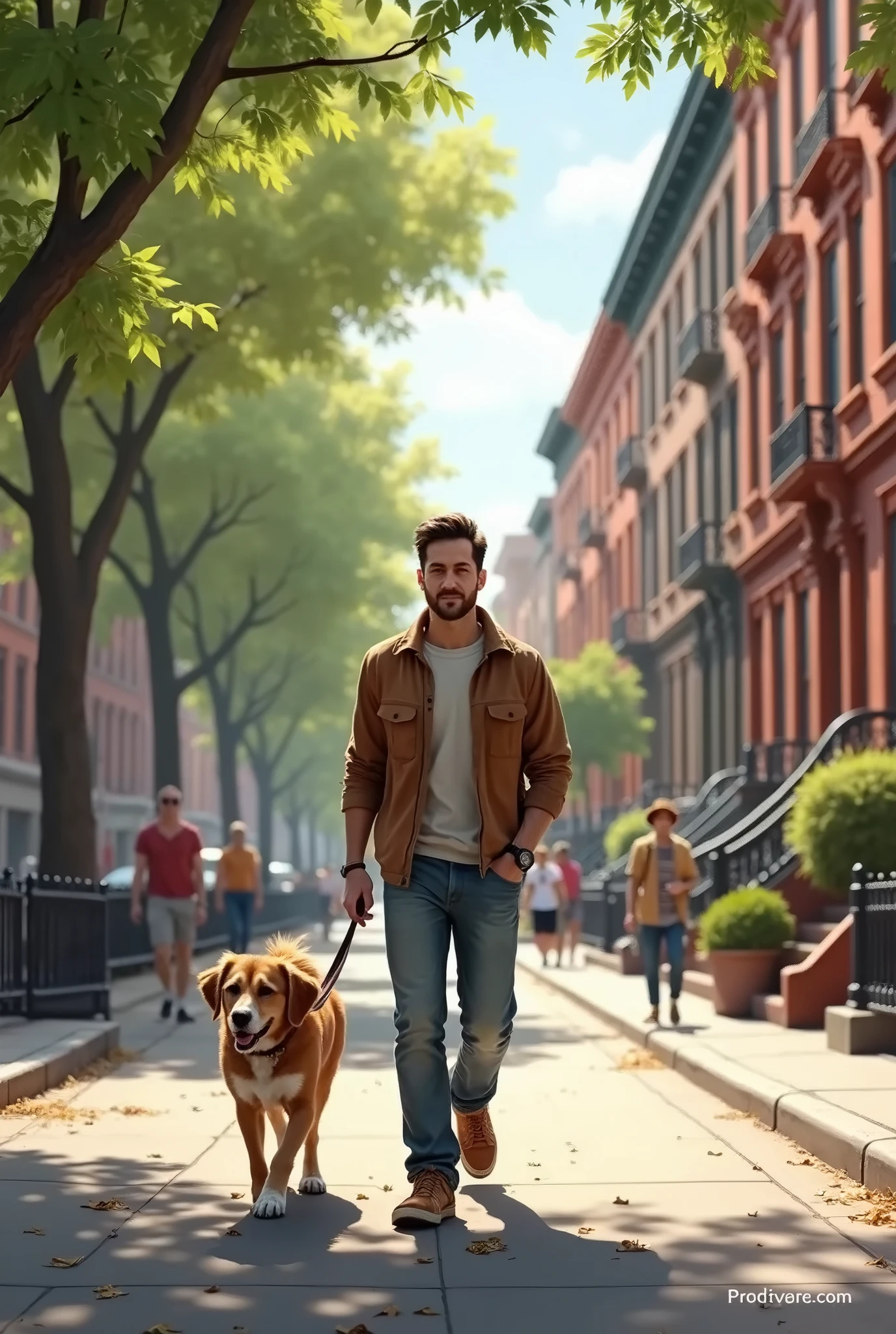 A man walking her dog 