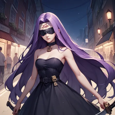 score_9, score_8_up, score_7_up, sauce_anime, medasa rider, ride medusa, long hair, very long hair, purple hair, facial marks, f...