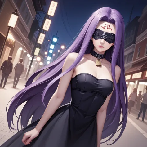 medasa rider, ride medusa, long hair, very long hair, purple hair, facial marks, forehead mark taihai, dress, clevis, shoulder, ...