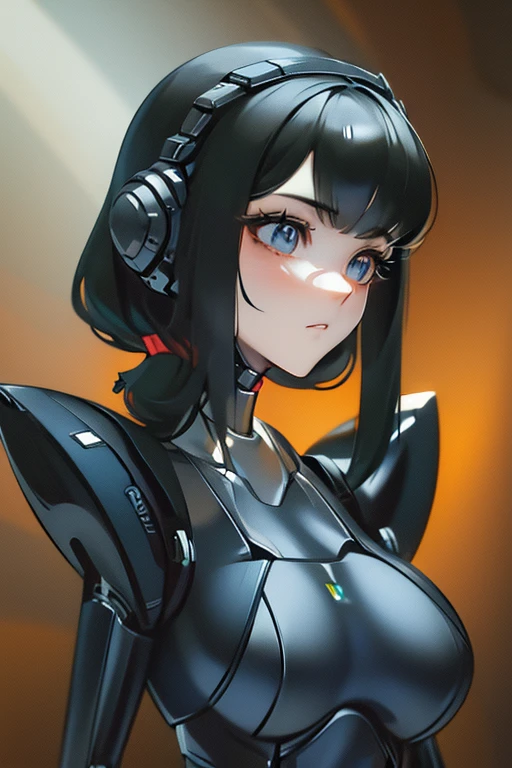 (masterpiece),(Highest quality),(Super detailed),(Best illustrations),(Best Shadow),(Absurd),(Detailed Background),(so beautiful), 16K, 8K, 4K,(Best Shadow),robotization,woman ,big bust,Robot Joint ,Metal skin,Black robot Suit,long hair,a black robot suit that covers the whole body,robot hand,cyber bodysuit,mecha head,(Detailed hands and fingers:1.2),Ball joint robot body,doll joint,beautiful face,beautiful robot girl,robotic eye,robotic hands,(no more human skin),android girl,cyborg girl,F cup, sexy body,(machine made joints:1.2),(machanical limbs:1.1),(blood vessels connected to tubes),(mechanical vertebra attaching to back),(mechanical cervial attaching to neck),no messy picture style