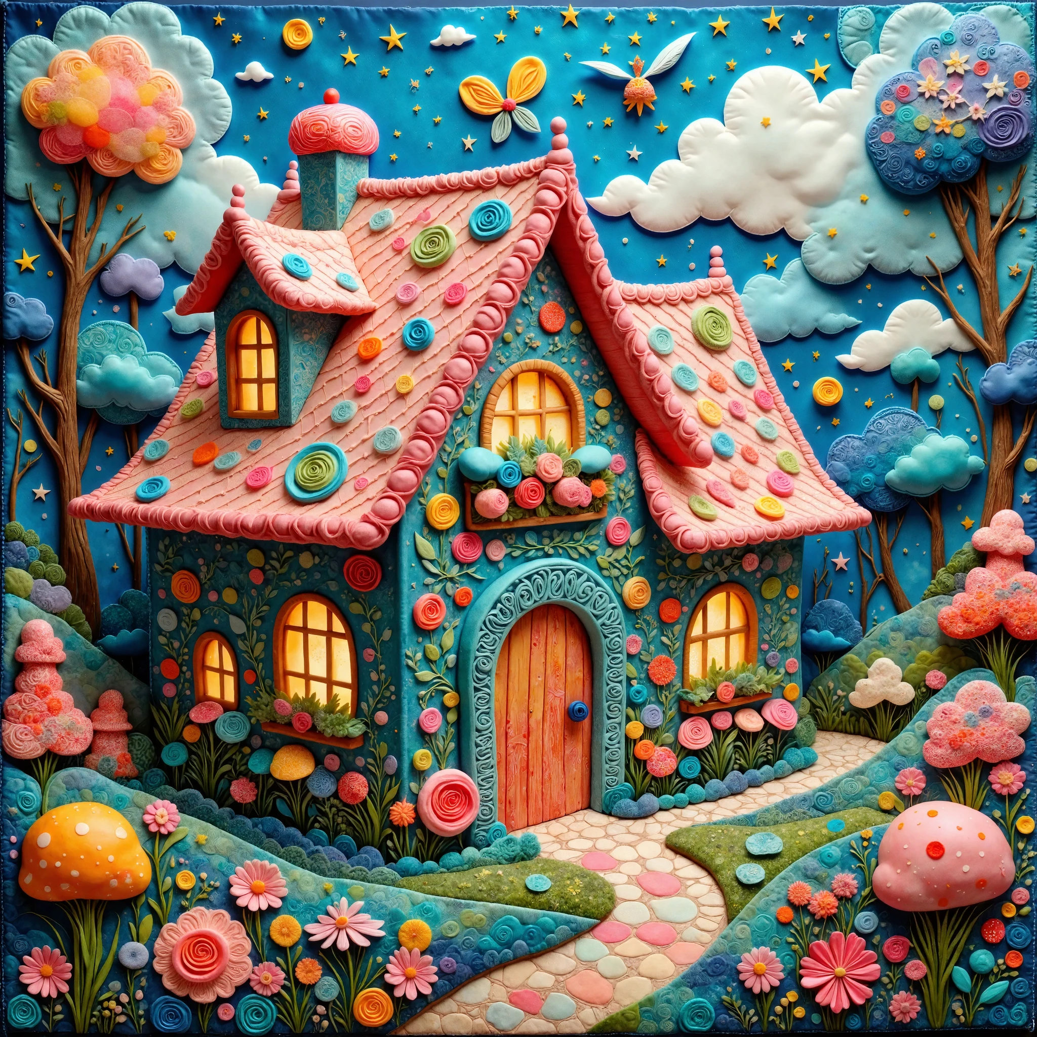 (masterpiece, best quality:1.2), (Candy House:Cute fairy tale world),handmade style