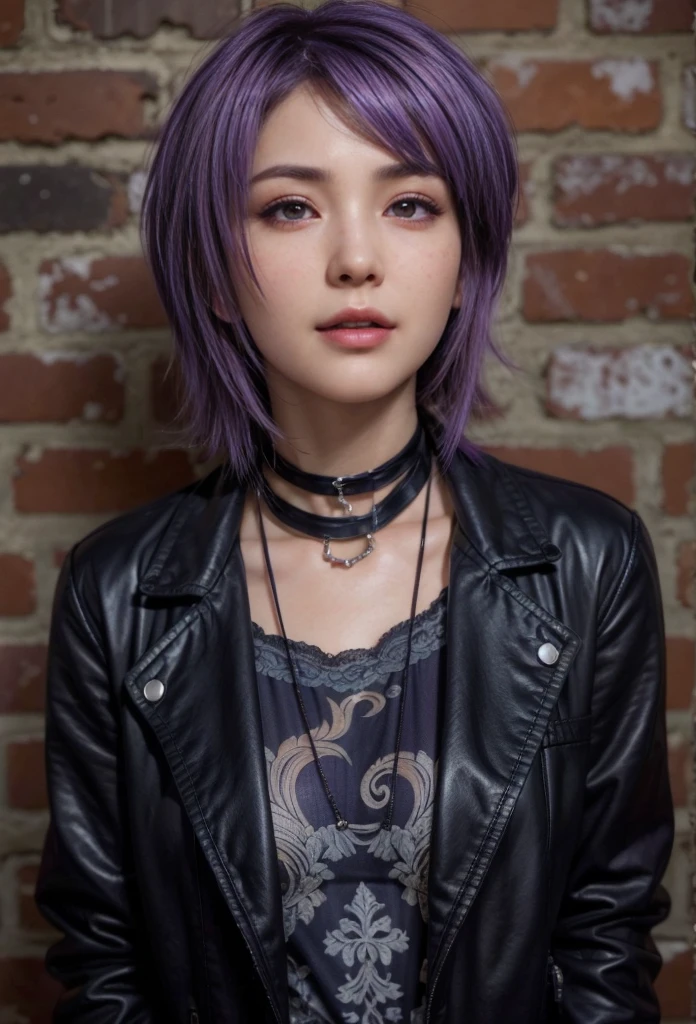 Ayane, purple hair, (best quality, ultra-detailed), (realistic:1.37), beautiful and detailed face, ultra-realistic texture, delicate face, delicate body, red lipstick, long-lasting colors. high definition, 8K. expression with a sexy look