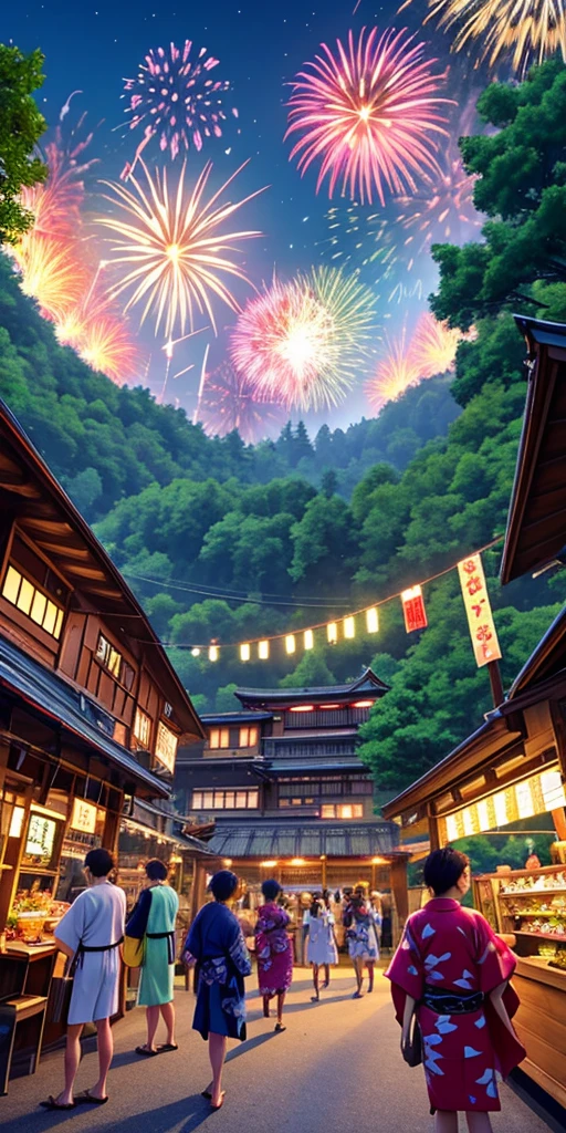 (Summer Festival: 1.3 + Festival: 1.2 + Forest Festival: 0.9), Forest Animals, (Anthropomorphic Raccoons), (Cute Animals),(Everyone Smiles),(Fireworks,Comedy,Food Food),Shaved Ice,(Swimsuit,Yukata),(Dreamland),(Beautiful Sky),(Gentle Wind),(Lots of greenery),(Less people: 0.8),(Direction: "+ Heart Stamp+": 1.3 + Music: 1.1 + Hanamaki: 1.3