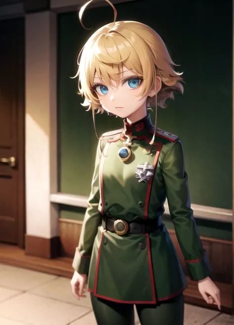 1girl, blonde hair, curly hair, short hair, hair down to chin, germany uniform, black uniform, necktie, red edge,, black cap, mi...