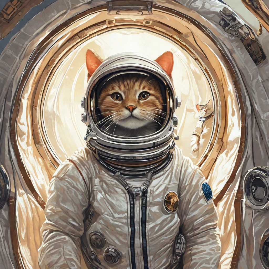 An astronaut HuMeow is inside a spaceship 