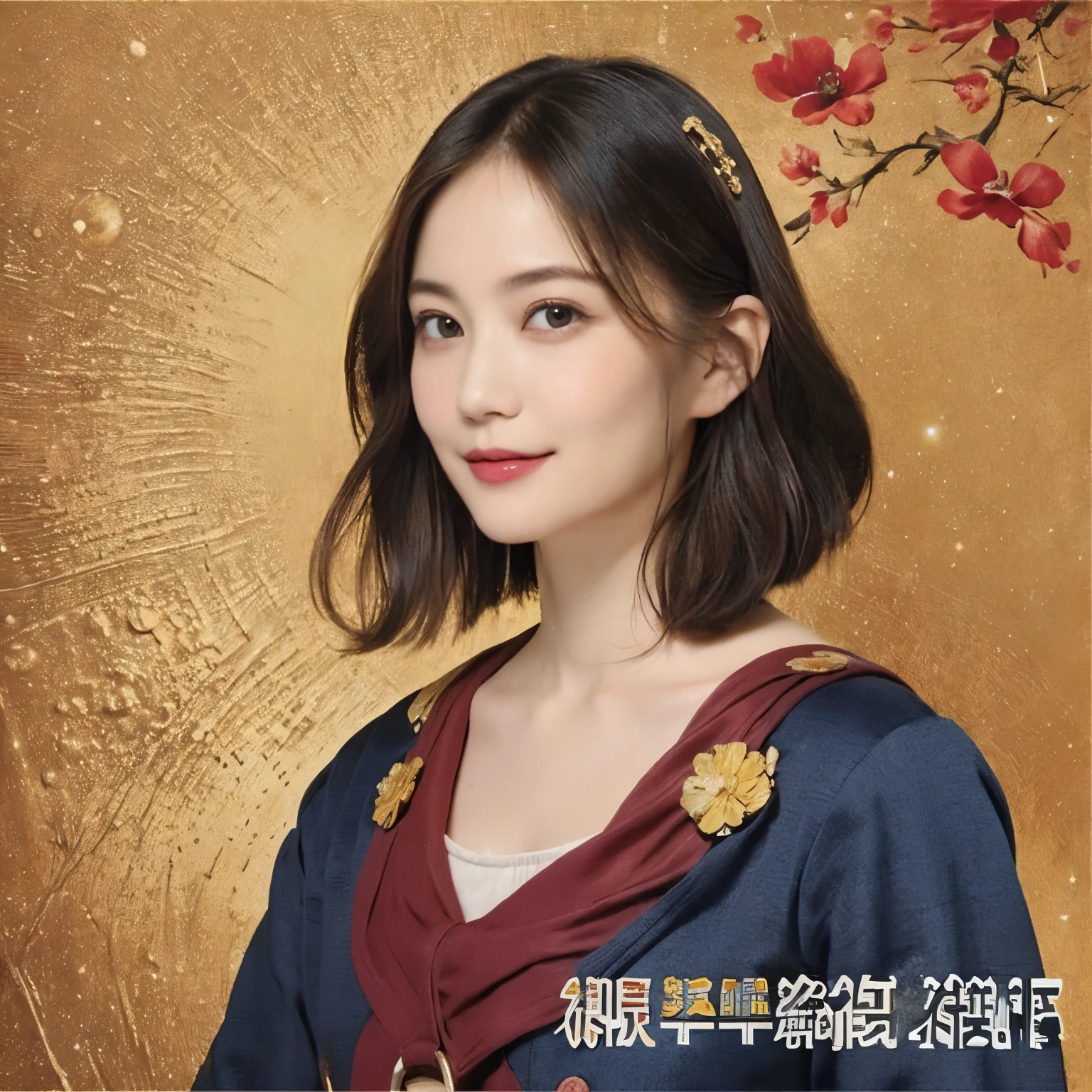 293 (20-year-old woman,short hair), (A kind smile), ((宇宙海賊captain,captain)), (colorful), (Leonardo da Vinci paintings), flower, Futuristic space pirate ship, nebula