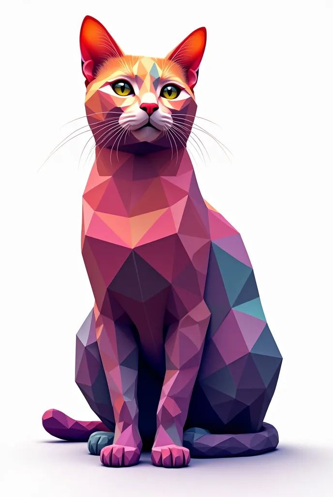 (common european cat ),(the best pose),(best angle), (Best representation), Eduardo Kobra quilting ,MULTIDIMENSIONAL GEOMETRIC CAT PORTRAIT, , beautiful, dye, white background and the name "lola" geometric shape 