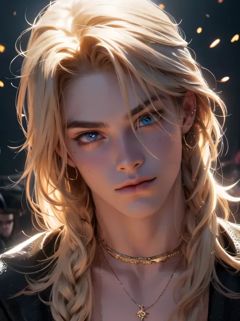 the magical look of a boy with wavy blond hair, rainbow eyes , sparkling eyes ! just sparkles from the eyes - such a piercing lo...