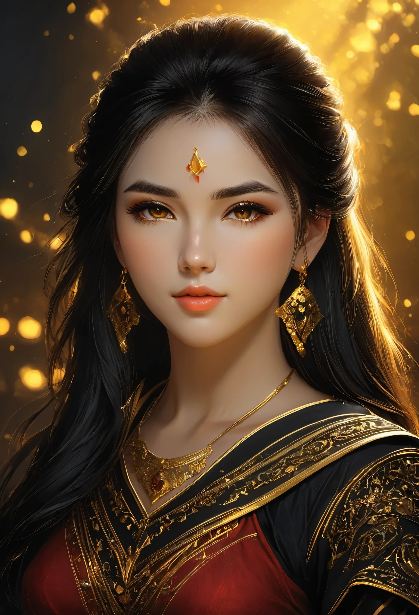 DSLR raw photo (masterpiece,Best quality</input></xml>, detailed), dark and rich shadows, red, gold and black , golden light, a WLOP portrait of a brunette by artgerm, pale and smooth cheeks, First shepherd, black hair , exterior, multilayered realism, luminous shading perfect composition, super detailed, 8k, high quality, sharp focus, (Best quality</input></xml>:1.5) textured pele, remarkable detailed pupils, ((realistic dull skin noise)), ((visible skin detail)), ((fur)), (dry skin