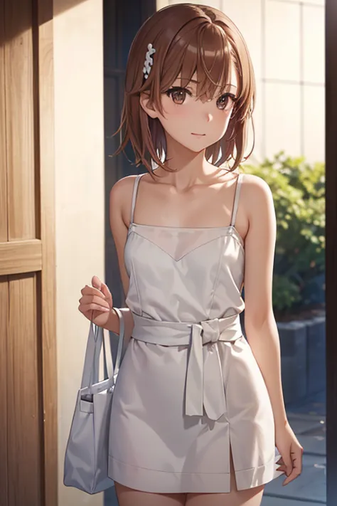 misaka mikoto、shiny hair, short hair, (beautiful brown eyes、sparkling eyes, fine grain、the perfect highlight)、smile、ultra-detail...